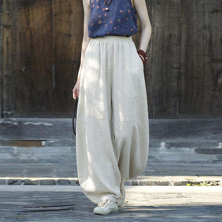 Buddha Stonesコットンリネンパンツハーレムパンツゆったり禅ヨガ太極拳レディースパンツ - ベージュ(レギュラースタイル) - US8-10、 UK/AU12-14、 EU40-42 (L)  - image 32