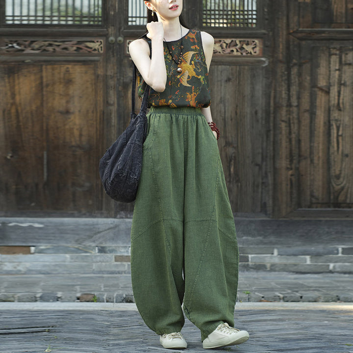 Buddha Stonesコットンリネンパンツハーレムパンツゆったり禅ヨガ太極拳レディースパンツ - image 29