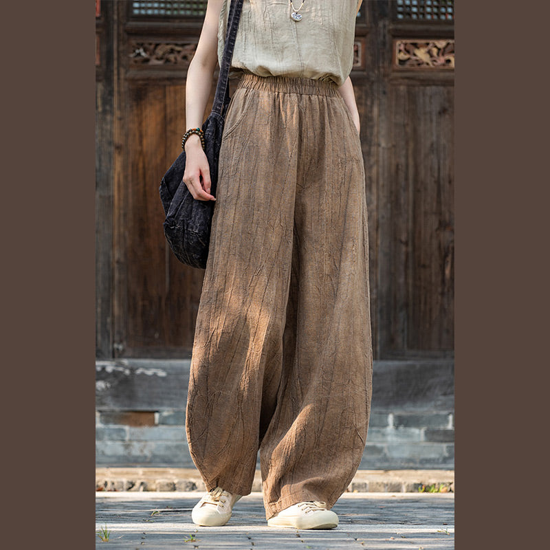 Buddha Stonesラミーコットンリネンパンツ タイダイデザイン ゆったり 禅ヨガ レディースパンツ ポケット付き - image 2