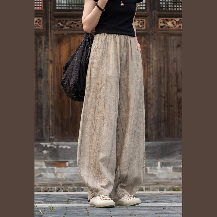 Buddha Stonesラミーコットンリネンパンツ タイダイデザイン ゆったり 禅ヨガ レディースパンツ ポケット付き - image 14