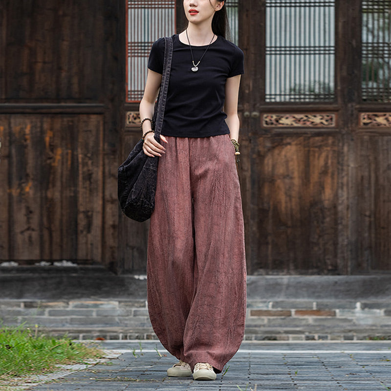 Buddha Stonesラミーコットンリネンパンツ タイダイデザイン ゆったり 禅ヨガ レディースパンツ ポケット付き - image 21