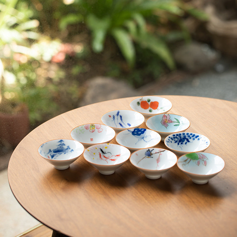 Buddha Stones曼荼羅花鯉蓮鳥柿ティーカップカンフーティーカップ50ml