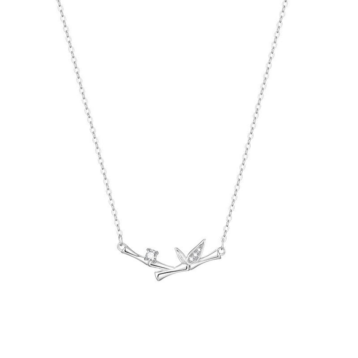 Buddha Stones竹の葉デザイン 銅ジルコン 富のネックレスペンダント