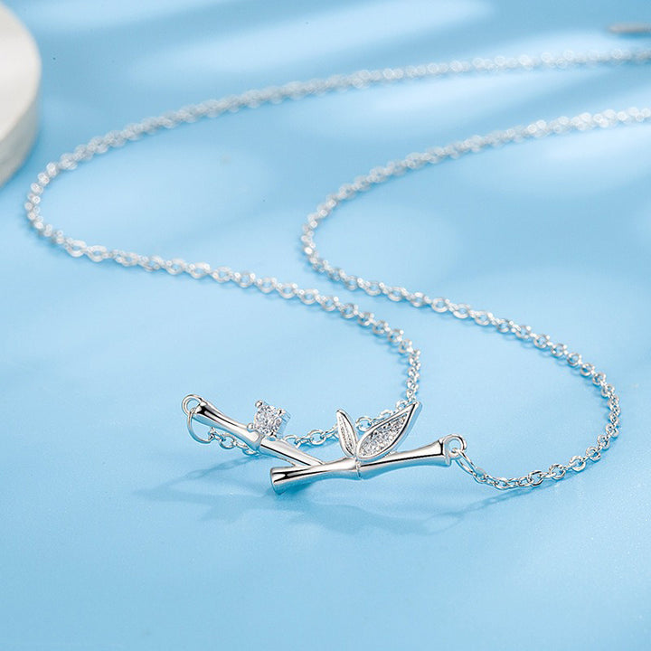 Buddha Stones竹の葉デザイン 銅ジルコン 富のネックレスペンダント