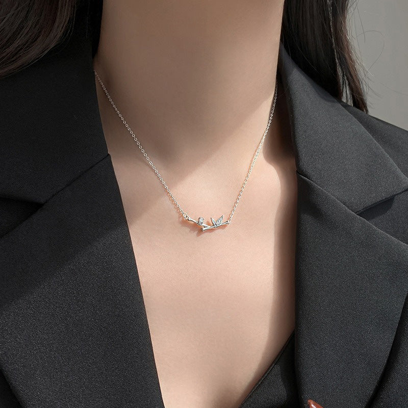 Buddha Stones竹の葉デザイン 銅ジルコン 富のネックレスペンダント