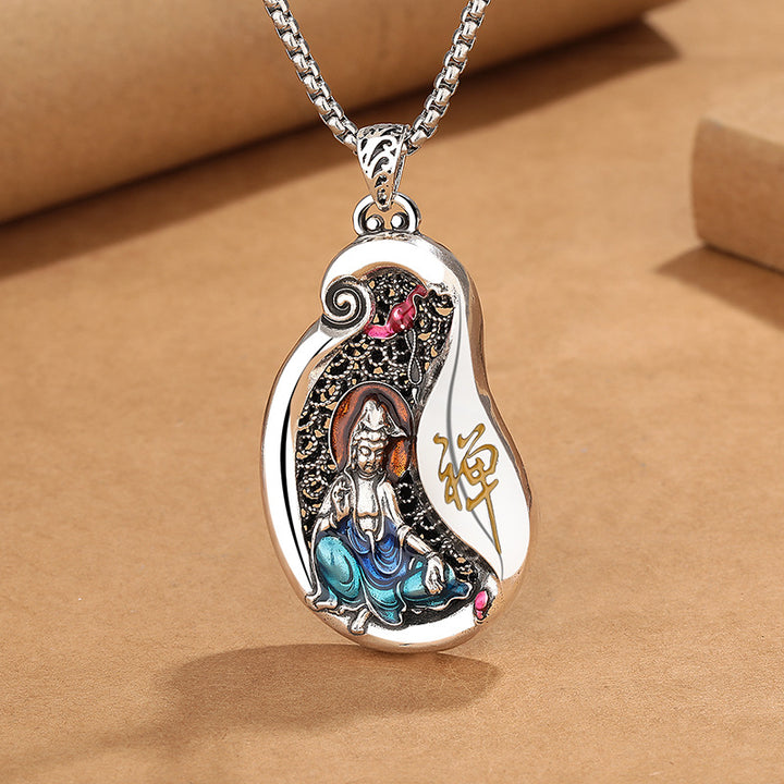 Buddha Stones石観音 蓮華デザイン 銅製 富のネックレスペンダント