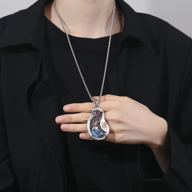 Buddha Stones石観音 蓮華デザイン 銅製 富のネックレスペンダント