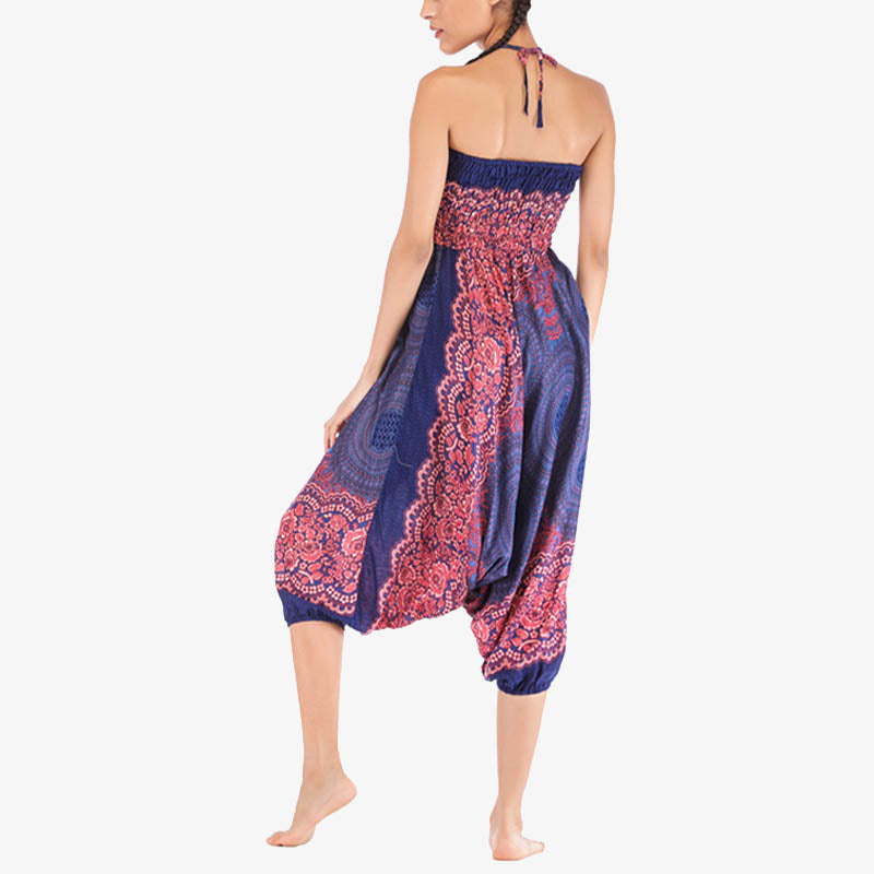 Buddha Stones2スタイル着用ラウンド幾何学模様ルーズスモックハーレムパンツジャンプスーツハイウエストレディースヨガパンツ - image 18