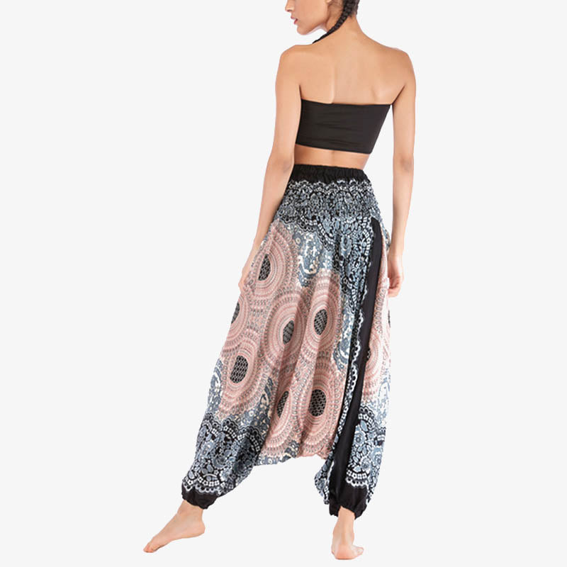 Buddha Stones2スタイル着用ラウンド幾何学模様ルーズスモックハーレムパンツジャンプスーツハイウエストレディースヨガパンツ - image 31