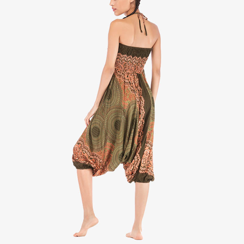 Buddha Stones2スタイル着用ラウンド幾何学模様ルーズスモックハーレムパンツジャンプスーツハイウエストレディースヨガパンツ - image 45