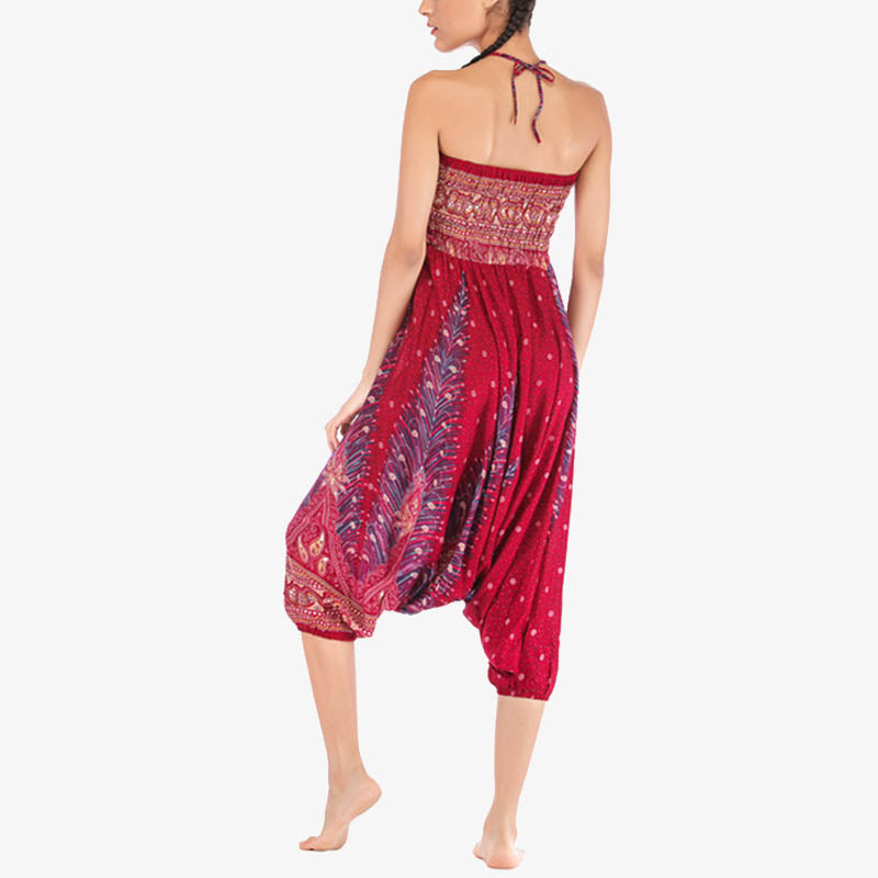 Buddha Stones2スタイル羽根飾り幾何学模様ゆったりスモックパンツジャンプスーツレディースヨガパンツ - image 8