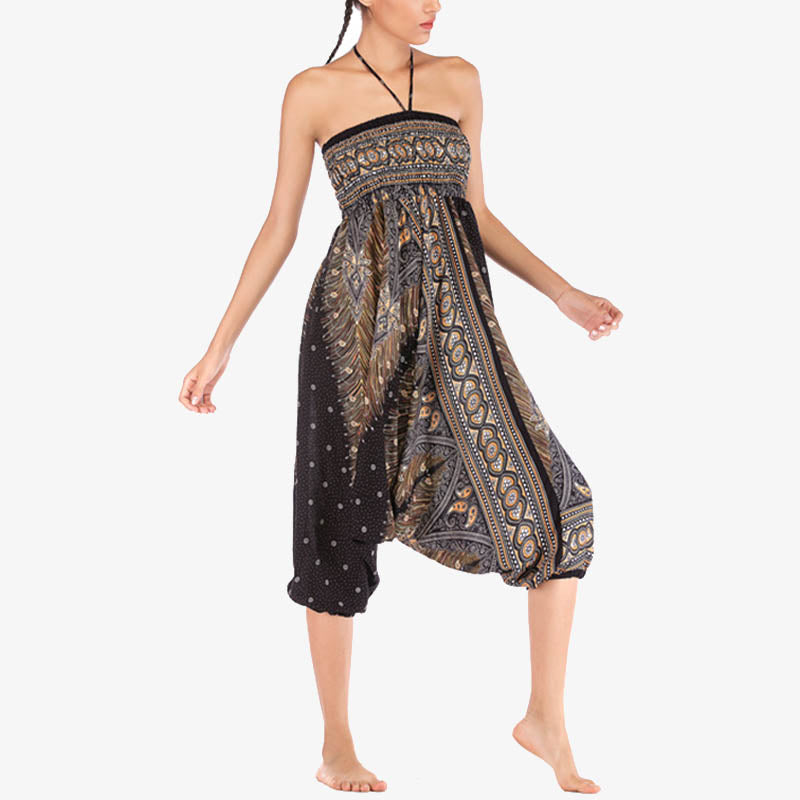 Buddha Stones2スタイル羽根飾り幾何学模様ゆったりスモックパンツジャンプスーツレディースヨガパンツ - image 25