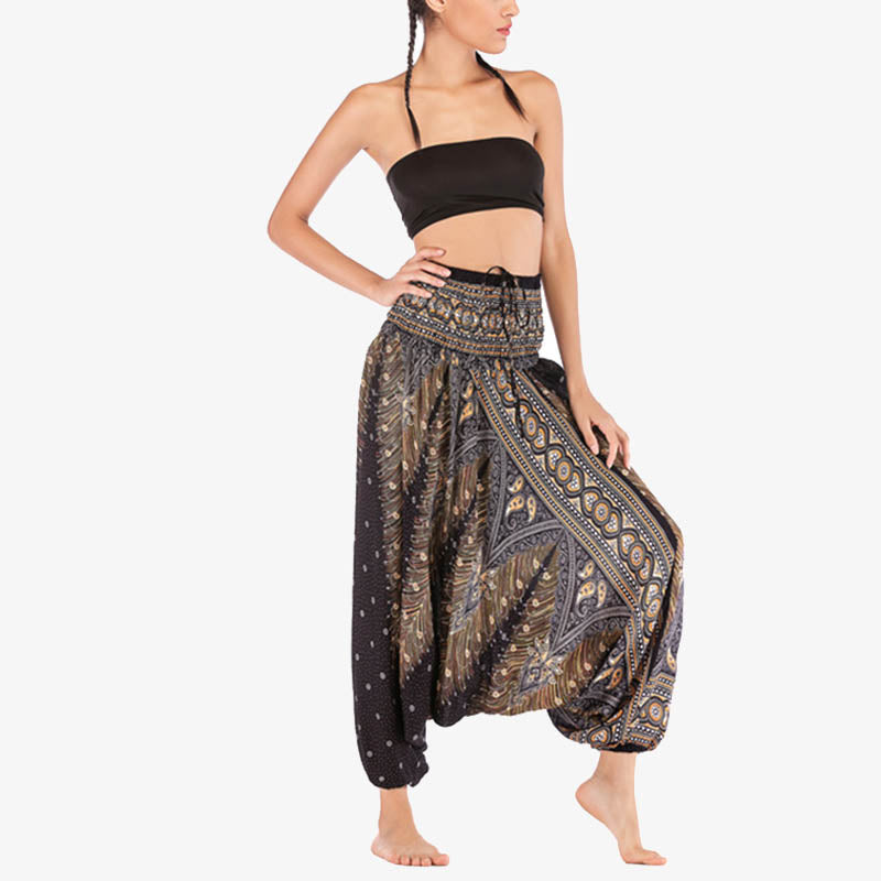 Buddha Stones2スタイル羽根飾り幾何学模様ゆったりスモックパンツジャンプスーツレディースヨガパンツ - image 20