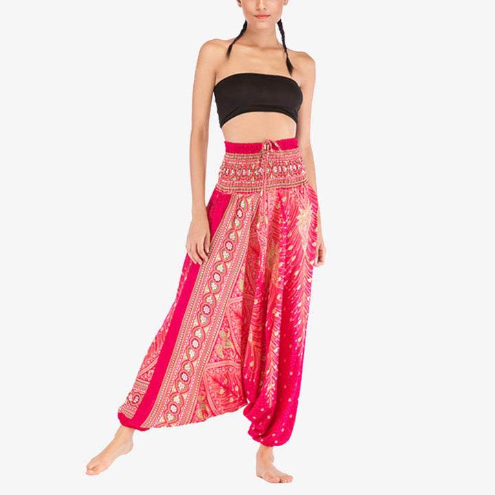 Buddha Stones2スタイル羽根飾り幾何学模様ゆったりスモックパンツジャンプスーツレディースヨガパンツ - image 11