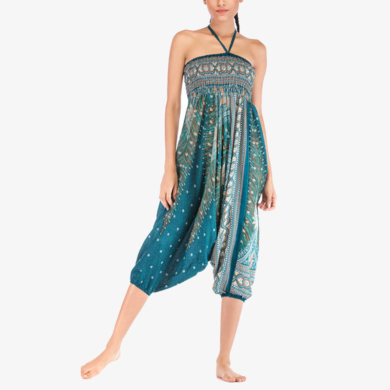 Buddha Stones2スタイル羽根飾り幾何学模様ゆったりスモックパンツジャンプスーツレディースヨガパンツ - image 33