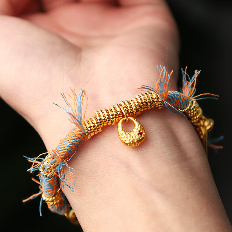 Buddha Stonesの手作りチベット幸運多色ロープ編みブレスレット