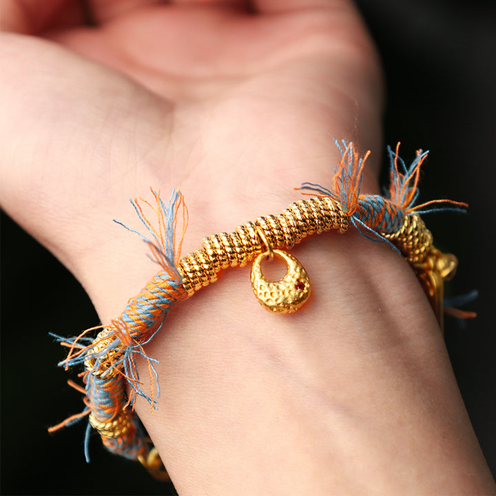 Buddha Stonesの手作りチベット幸運多色ロープ編みブレスレット