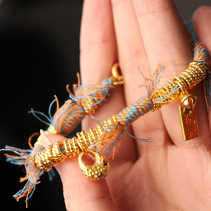 Buddha Stonesの手作りチベット幸運多色ロープ編みブレスレット