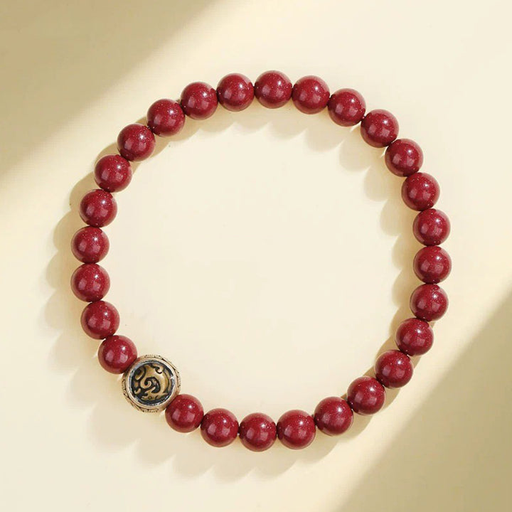 Buddha Stones925 スターリングシルバー 天然辰砂 四獣の祝福ブレスレット - 6mm - 青龍(手首周り14~16cm) - image 1