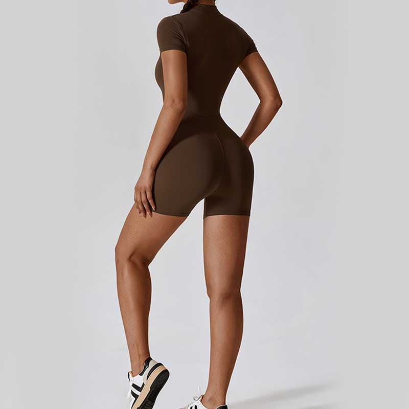 Buddha Stonesハイストレッチ ジッパー 半袖 ジャンプスーツ スポーツ フィットネス ヨガ レディース ボディスーツ - image 29