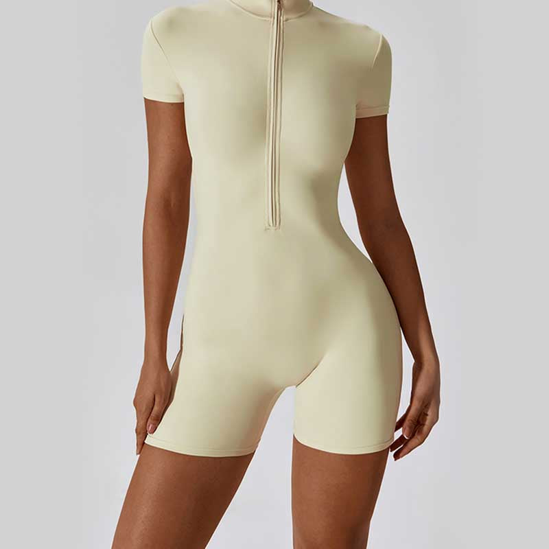 Buddha Stonesハイストレッチ ジッパー 半袖 ジャンプスーツ スポーツ フィットネス ヨガ レディース ボディスーツ - image 32