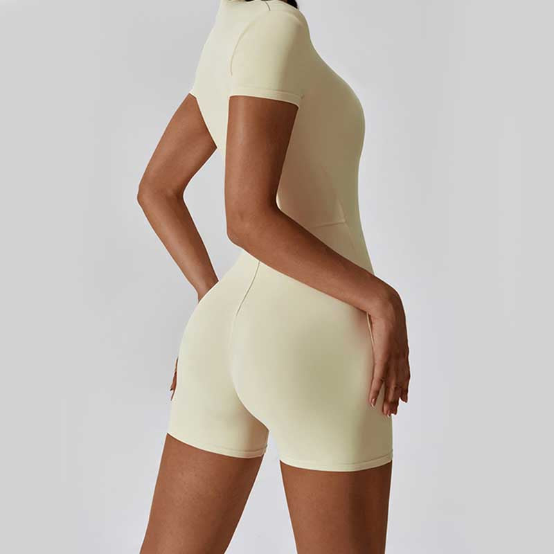 Buddha Stonesハイストレッチ ジッパー 半袖 ジャンプスーツ スポーツ フィットネス ヨガ レディース ボディスーツ - image 34