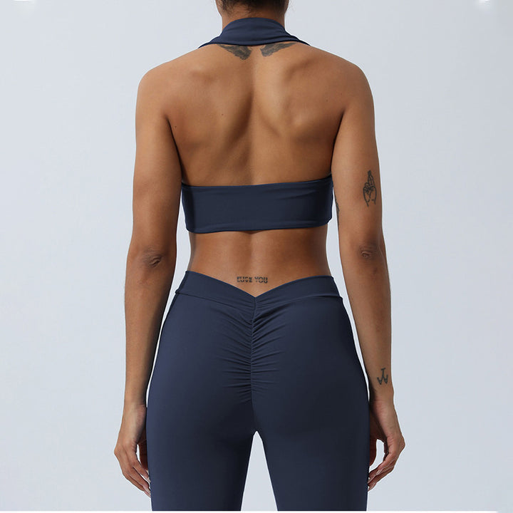 Buddha Stones 2点セット ワークアウト ノースリーブ バックレス トップ ショーツ フレアパンツ スポーツ フィットネス ヨガ 衣装セット - image 15