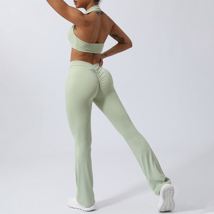 Buddha Stones 2点セット ワークアウト ノースリーブ バックレス トップ ショーツ フレアパンツ スポーツ フィットネス ヨガ 衣装セット - image 20