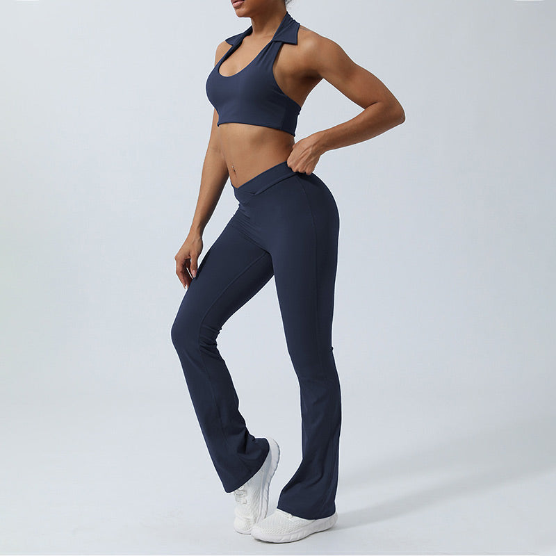 Buddha Stones 2点セット ワークアウト ノースリーブ バックレス トップ ショーツ フレアパンツ スポーツ フィットネス ヨガ 衣装セット - image 27