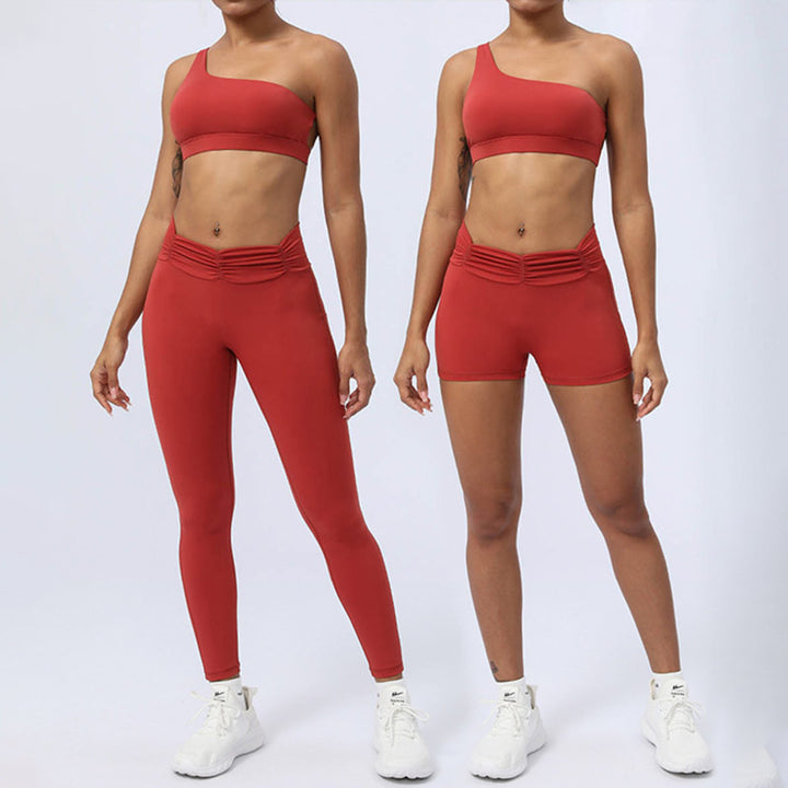 Buddha Stones 2点セット バックレス アシンメトリーデザイン トップブラ ショーツ レギンス パンツ フィットネス ヨガ 衣装セット - image 8