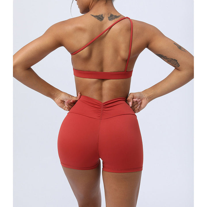 Buddha Stones 2点セット バックレス アシンメトリーデザイン トップブラ ショーツ レギンス パンツ フィットネス ヨガ 衣装セット - image 10