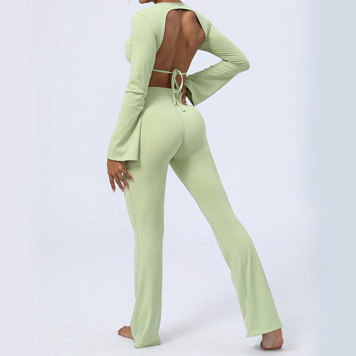 Buddha Stonesロングスリーブ バックレス ストラップ トップブラ フレアパンツ フィットネス ヨガ ウェア - image 13