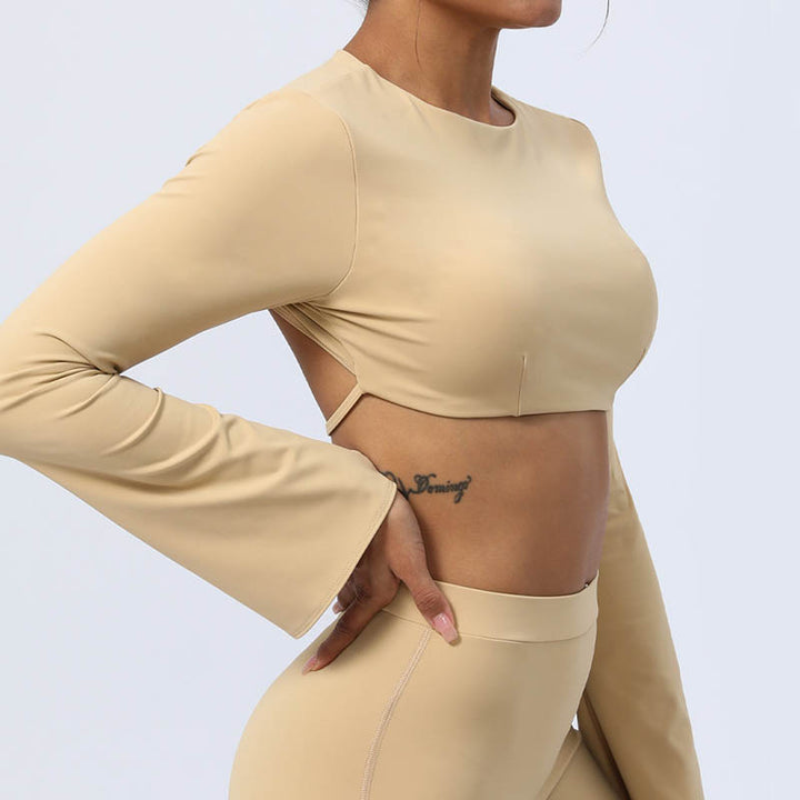 Buddha Stonesロングスリーブ バックレス ストラップ トップブラ フレアパンツ フィットネス ヨガ ウェア - image 23