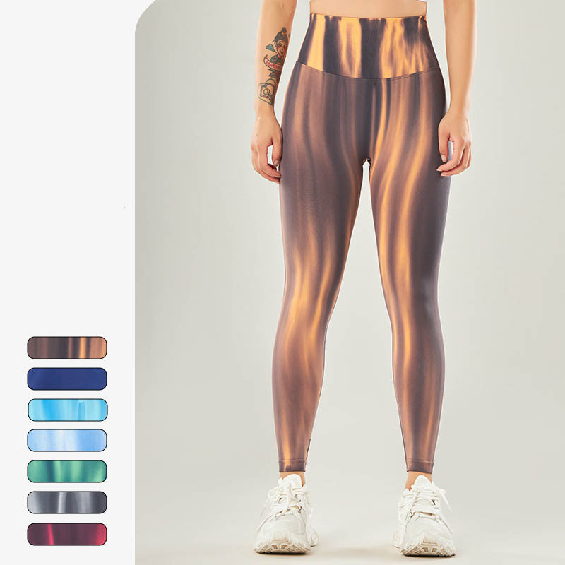 Buddha Stonesシームレス タイダイプリント パンツ スポーツ ハイウエスト レギンス レディース ヨガパンツ