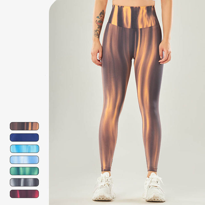 Buddha Stonesシームレス タイダイプリント パンツ スポーツ ハイウエスト レギンス レディース ヨガパンツ