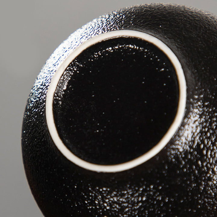 Buddha Stones手描き蓮の花竹菊黒陶器セラミックティーカップカンフーティーカップ95ml