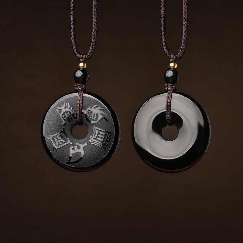 Buddha Stones黒曜石 道教 五大聖山 彫刻 強さ 平和 バックル ネックレス ペンダント キーチェーン 携帯電話 吊り下げ 装飾