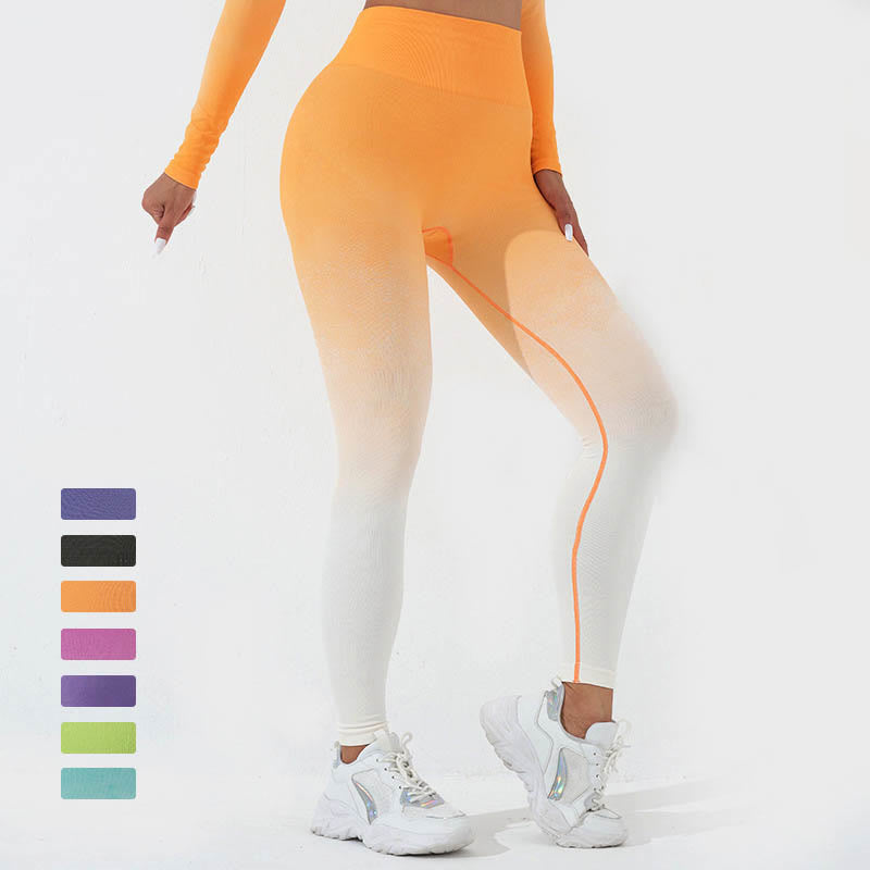 Buddha StonesグラデーションロングスリーブクロップトップTシャツブラレギンスパンツフィットネスヨガウェア - image 24