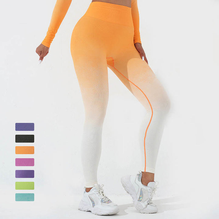 Buddha StonesグラデーションロングスリーブクロップトップTシャツブラレギンスパンツフィットネスヨガウェア - image 24