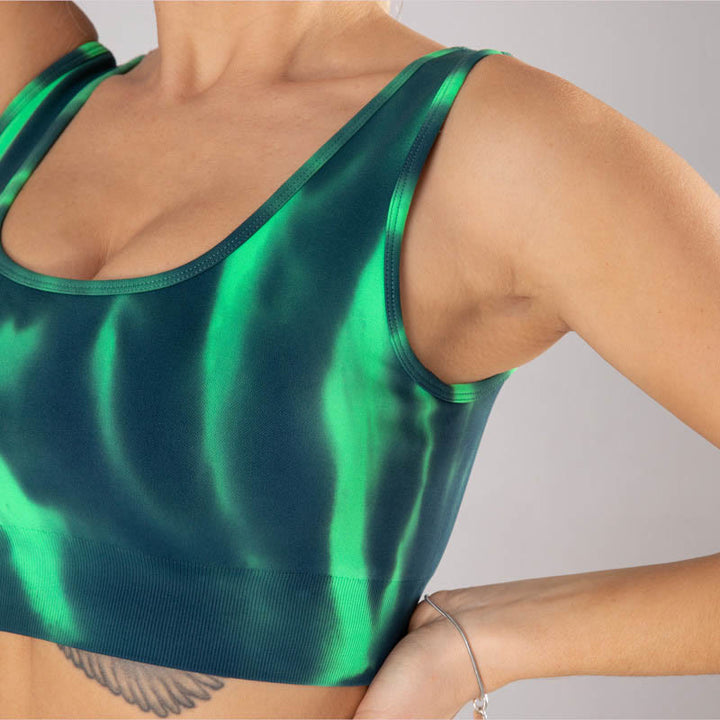 Buddha Stones 2点セット タイダイプリント シームレス クロップトップ ブラショーツ スポーツ フィットネス ジム ヨガ ウェア