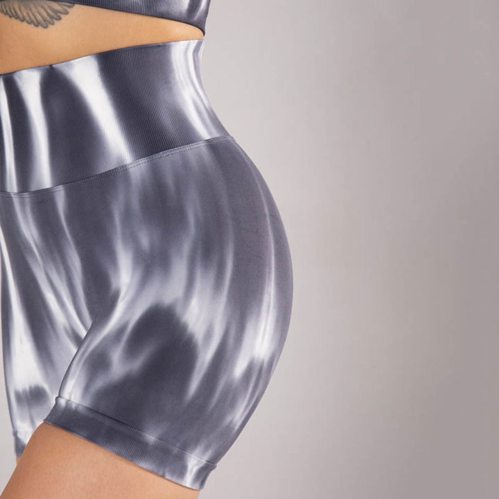 Buddha Stones 2点セット タイダイプリント シームレス クロップトップ ブラショーツ スポーツ フィットネス ジム ヨガ ウェア