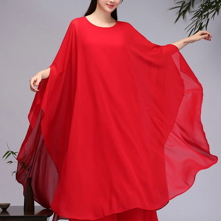 Buddha Stonesのシンプルな柄のミディドレス、ワイドレッグパンツ、瞑想、スピリチュアル、禅の練習、ヨガ、ダンスウェア - 赤 - ミディドレス(ドレスのみ) - US8-10,UK/AU12-14,EU40-42 (2XL) - image 14