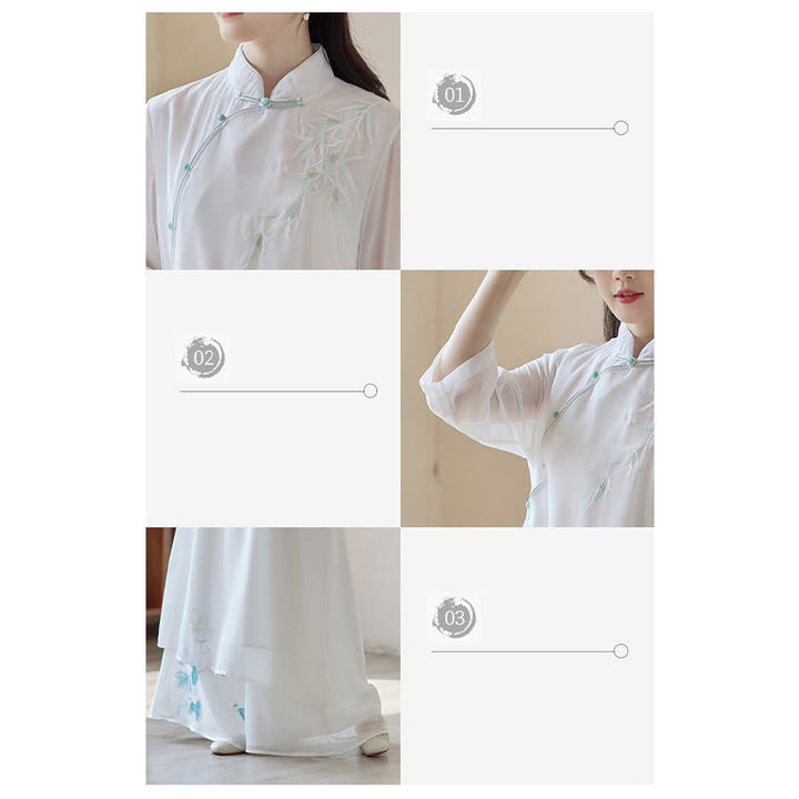 Buddha Stonesの竹製チャイナドレス ミディドレス ワイドレッグパンツ 瞑想 スピリチュアル 禅 練習着 - image 9