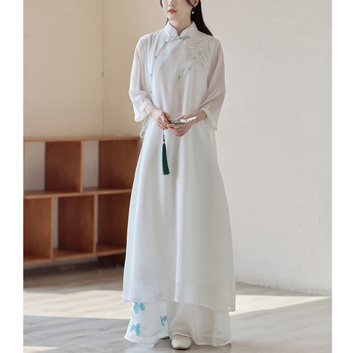 Buddha Stonesの竹製チャイナドレス ミディドレス ワイドレッグパンツ 瞑想 スピリチュアル 禅 練習着 - image 2