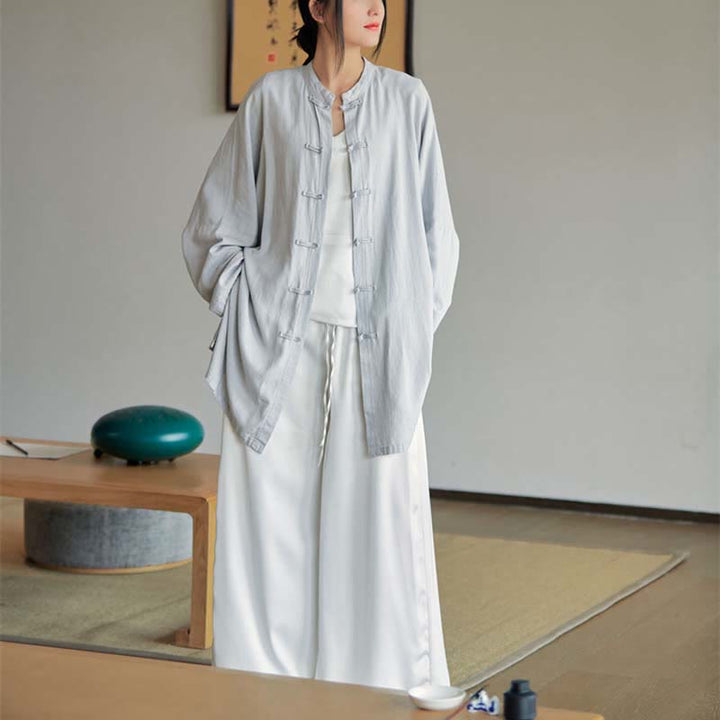 Buddha Stones無地 カエルボタンデザイン シャツ 禅 太極拳 瞑想用 トップス コットンリネン ジャケット - image 10