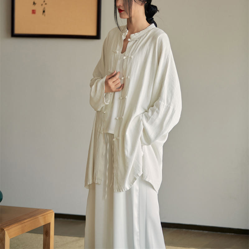 Buddha Stones無地 カエルボタンデザイン シャツ 禅 太極拳 瞑想用 トップス コットンリネン ジャケット - image 14