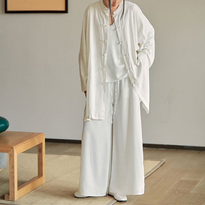 Buddha Stones無地 カエルボタンデザイン シャツ 禅 太極拳 瞑想用 トップス コットンリネン ジャケット - image 20