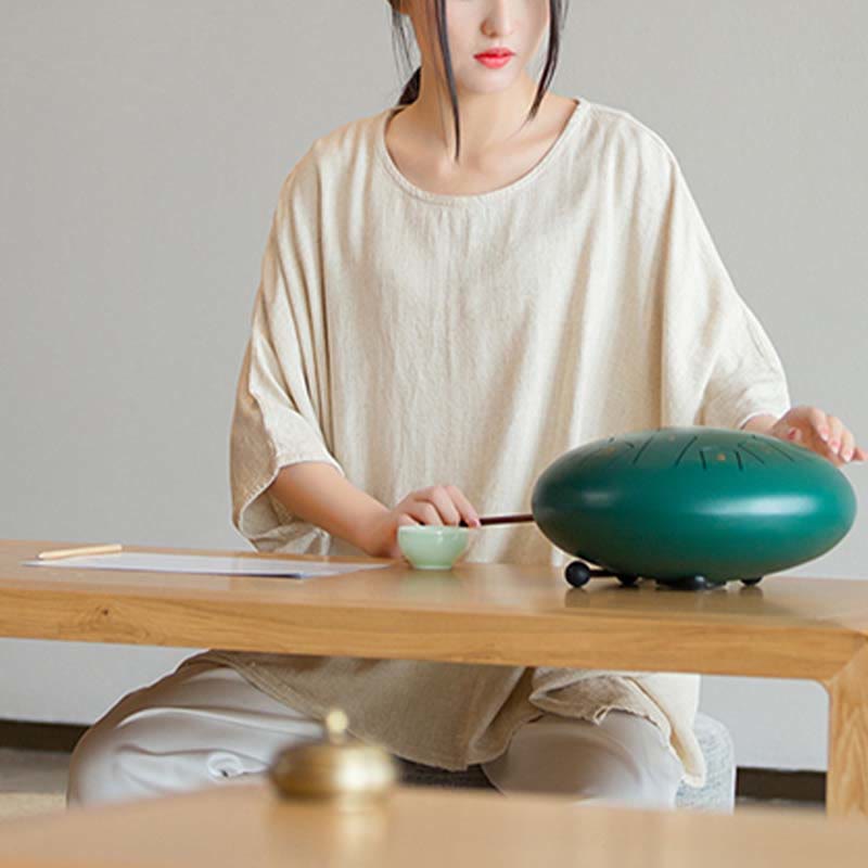 Buddha Stones無地 七分袖 トップス ルーズTシャツ - image 4