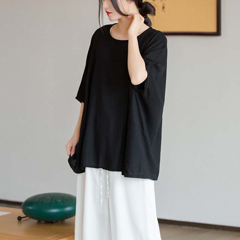 Buddha Stones無地 七分袖 トップス ルーズTシャツ - image 24