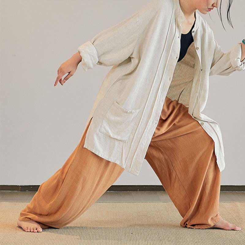Buddha Stones無地 長袖 コート ジャケット トップス ワイドレッグパンツ 禅 太極拳 ヨガ 瞑想服 - image 33